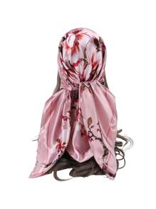 1入組女士90cm梅花頭巾，絲巾款式的方巾，適合日常穿著，可當頭巾、頭繞或頭巾頂部面巾，頭帶、頭箍理想搭配裝扮你的造型