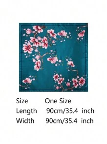 1入組女士90cm梅花頭巾，絲巾款式的方巾，適合日常穿著，可當頭巾、頭繞或頭巾頂部面巾，頭帶、頭箍理想搭配裝扮你的造型