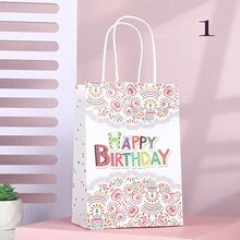 7pcs Creative Cartoon Pattern Kraft Paper Bag, Children's Birthday Gift Bag - Multicolor - View 3