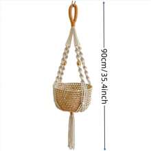 3pcs/Set  Macrame Plant Hanger, Indoor Hanging Planter Basket Holder With Wood Beads, Decorative Flower Pot Holder With Tassels, No Basket