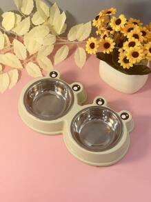 Suministros Para Mascotas Cuencos Dobles De Acero Inoxidable Con Diseño De Dibujos Animados Para Comida Y Agua De Perros Y Gatos