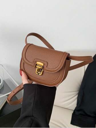 Mini Children's Solid Color Pu Crossbody Bag