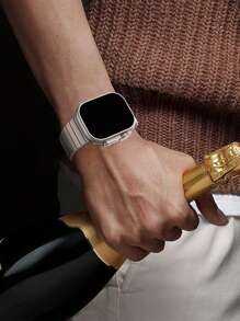 1条不锈钢表带，兼容男女款，高端精密制造，316不锈钢商务正装表带，兼容 38/40/41/42/44/45/46/49毫米，时尚表带，兼容 Ultra/10/9/8/7/6/5/4/3/SE系列，蝴蝶扣表带，佩戴方便，使用取卡针按压侧面即可调节长度。 - 灰色 - 查看 7