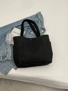 Fashionable Canvas Tote Bag, Versatile Shoulder Handbag,Preppy Book Bag For Book Week, Fashionable Tote Bag With Zipper, Large School Tote Bag, Multiple Compartments, Perfect For Beach, School, Work & Daily Use, Literary School Bag For Teens, Book Bag For Women Or Students, Perfect For Books, Shopping, Back To School And More