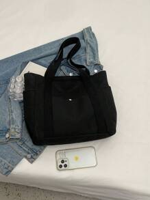 Fashionable Canvas Tote Bag, Versatile Shoulder Handbag,Preppy Book Bag For Book Week, Fashionable Tote Bag With Zipper, Large School Tote Bag, Multiple Compartments, Perfect For Beach, School, Work & Daily Use, Literary School Bag For Teens, Book Bag For Women Or Students, Perfect For Books, Shopping, Back To School And More