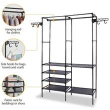 Closet Clothes Organizer Wardrobe Double Side Hook - BLACK - Black - View 5