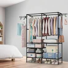 Closet Clothes Organizer Wardrobe Double Side Hook - BLACK - Black - View 2
