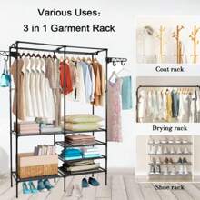 Closet Clothes Organizer Wardrobe Double Side Hook - BLACK - Black - View 4