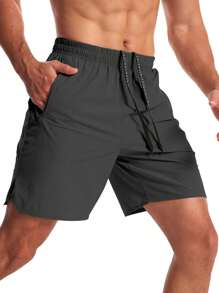 Boyfriend Style Men Workout Athletic Shorts 7 Inch Inseam Quick Dry Hiking Shorts Boyfriend Style Men Lightweight Sports Gym Shorts Running - Black - View 3