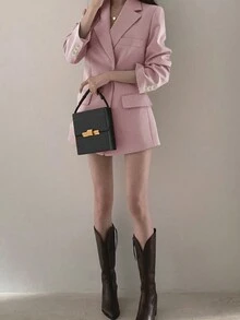 Saco Blazer Dama, Negro, Rosa ,Caqui - Rosa - Ver 6