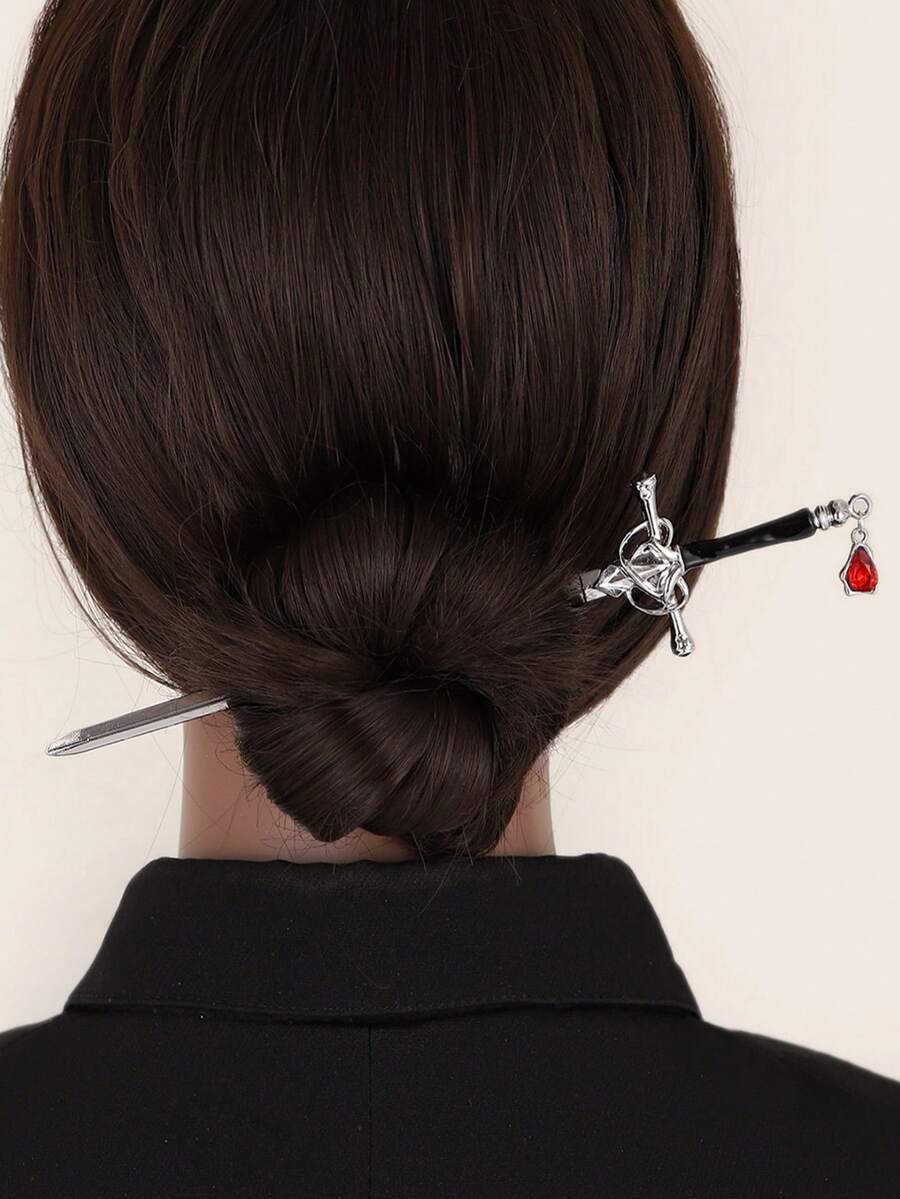 1pc Women Sword Design Creative Hair Pin For Hair Decoration - Silver - View 1