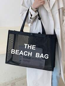 2 CÁI Túi lưới nylon Chất liệu nylon Túi tote lưới in bảng chữ cái có và túi đựng đồ vệ sinh bằng lưới Túi làm đẹp, sử dụng cho chính bạn hoặc tặng quà cho người khác, cho bạn bè, mẹ, giáo viên, nhẹ, sức chứa lớn, túi lưới di động đi biển, hoàn hảo cho chuyến du lịch gia đình, Kỳ nghỉ, Kỳ nghỉ, Bãi biển, Cắm trại & Đi bộ đường dài đến trường, Nhẹ, Thích hợp cho Nữ sinh viên Đại học Nữ tuổi teen Ngoài trời, Du lịch, Đi chơi, Kỳ nghỉ, Bãi biển, Kỳ nghỉ - màu đen - Xem 8