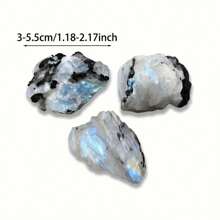 1/2/3pcs Natural Moonstone Crystal Raw Stone, Blue Light Seven Chakras Crystal Raw Stone, Aroma Therapy Diffusion Stone, Mineral Specimen Decorative Collection, Healing Gold Rock Aura Crystals, Advanced Jewelry Diy Decoration, Yoga Meditation Crystals, Best Holiday Gift