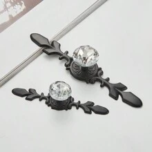 1 Pc/2 Pcs Modern Minimalist Zinc Alloy Transparent Crystal Single Hole Drawer/Cabinet/Kitchen/Door Handle, Retro Flower Design Knob, With Screw Furniture Hardware Accessories