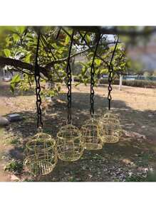 Outdoor Cage Bird Feeder, Hanging Type Bird Feeding Cage For Garden Decoration - Gold - View 7