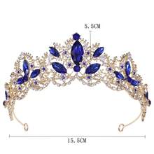 1pc Luxurious Rhinestone Crown, Alloy Diamond Crystal Crown, Sparkling Rhinestone Dance Headband Hair Accessory - Gold - View 4