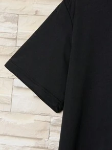 Hombres Camiseta con estampado de slogan - Negro - Ver 4