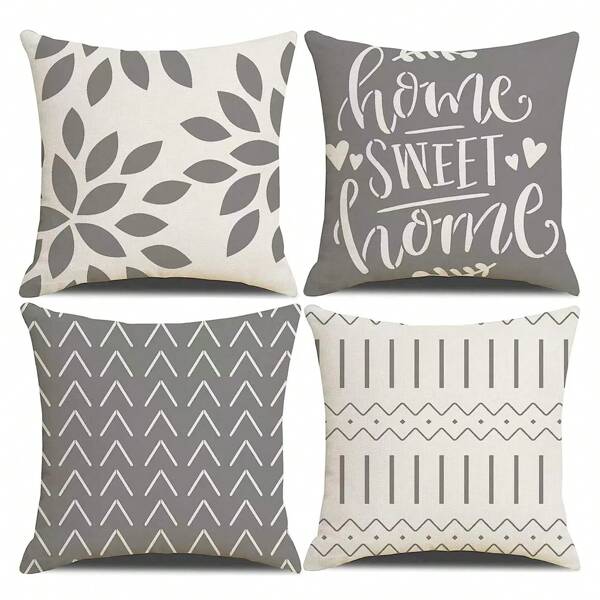 Fundas Para Cojines Decoración Del Salón 45x45cm 4 Piezas, Juego de 4 Fundas de Cojín Cuadradas Paquete de 4 para Patio al Aire Libre, Jardín, Sala de Estar, Sofá, Decoración de Casa de Campo