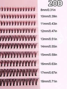 Asiteo 200串睫毛,c卷曲8-18mm混合長度diy眼睫毛延長,蓬松分節接枝假睫毛自然束狀睫毛延長 - C - 查看 4