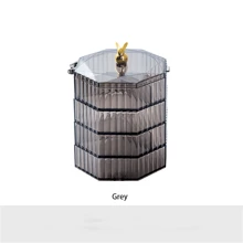 1 pieza Caja de almacenamiento de joyas de plástico giratoria, caja de exhibición y almacenamiento de joyas de múltiples capas transparente, organizador multiusos para joyas, aretes, anillos, collares, pulseras, dijes para el regreso a la escuela