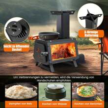 Rocket Stove Outdoor, Tent Stove Wood Stove Garden Stove For Cooking, Portable Stove Camping Stove For Tents Picnic BBQ Camping Hiking Traveling, Black - Black - View 4