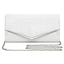 Women's Clutches Sparkly Clutch Bag With Chain Soft PU Leather Formal Evening Bag Ladies Handbag For Wedding Party Prom - Silver - View 1