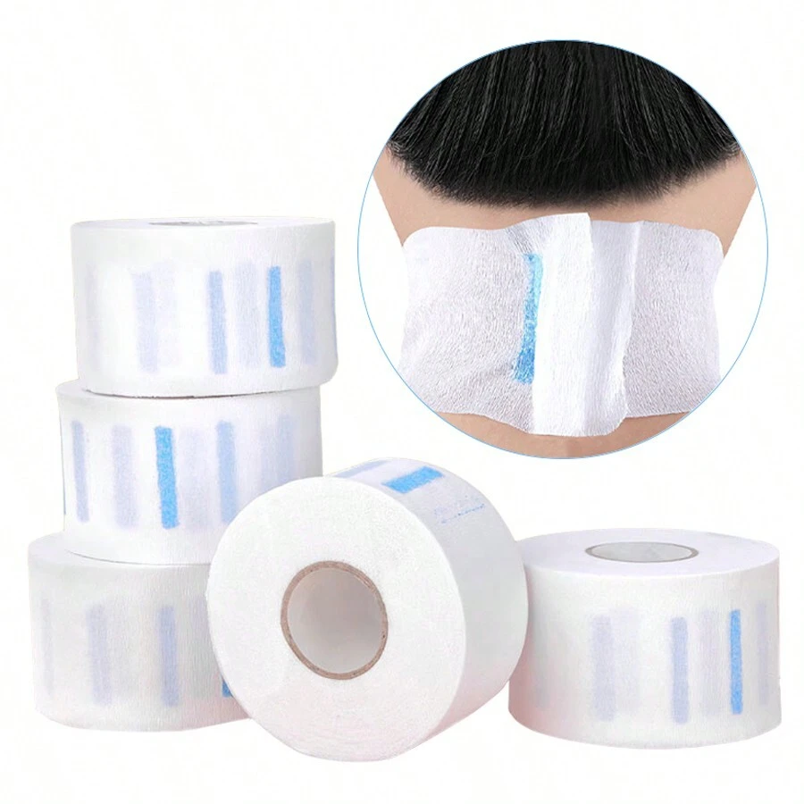 5pcs Neck Protection Stripes, Disposable Barber Paper Neck Strips, Hairdressing Neck Tape Hair Wrap Strips - White - View 1