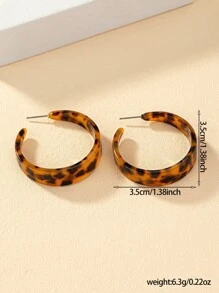 1pair Fashionable Street Style Leopard Print Round Shaped Dangle Earrings For Women, Great For Daily Wear, Parties, Festivals, And As Gifts For Wife - Black - View 5