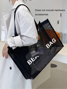 2 CÁI Túi lưới nylon Chất liệu nylon Túi tote lưới in bảng chữ cái có và túi đựng đồ vệ sinh bằng lưới Túi làm đẹp, sử dụng cho chính bạn hoặc tặng quà cho người khác, cho bạn bè, mẹ, giáo viên, nhẹ, sức chứa lớn, túi lưới di động đi biển, hoàn hảo cho chuyến du lịch gia đình, Kỳ nghỉ, Kỳ nghỉ, Bãi biển, Cắm trại & Đi bộ đường dài đến trường, Nhẹ, Thích hợp cho Nữ sinh viên Đại học Nữ tuổi teen Ngoài trời, Du lịch, Đi chơi, Kỳ nghỉ, Bãi biển, Kỳ nghỉ - màu đen - Xem 2