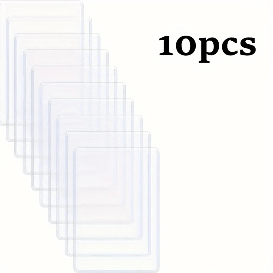 10pcs Transparent Soft Waterproof PVC Plastic Cardholder & ID Protector Sleeve, Credit Card/Business Card Size,School Supplies,Back To School - White - View 1
