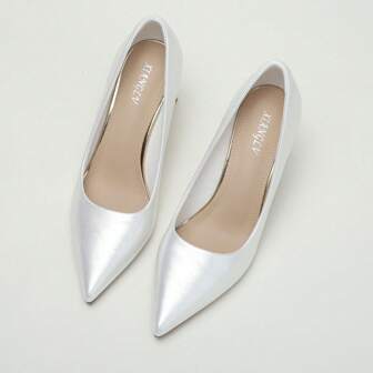 Fashionable Elegant Women's Pointed High Heels, Low Vamp Casual All-Match Chunky Heel Women's Shoes