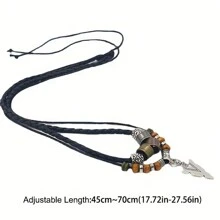 1 Pieza Collar Apilable De PU Tejido Con Cuentas, Cadena De Clavícula Multicolor Vintage Para Hombres, Estudiantes, Regalo De Joyería De Moda Retro Para Parejas, Múltiples Estilos Disponibles