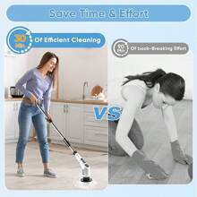 Electric Spin Scrubber, 400 RPM Electric Bathroom Scrubber With 7 Replaceable Brush Heads, Power Spin Brush Scrubber With Extension Handle For Cleaning Bathroom Tub Tile Floor,Garden Tools