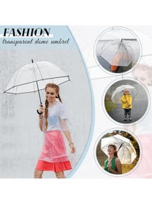 6 把装透明泡泡伞自动打开透明圆顶伞防风婚礼伞防雨透明伞带 J 形手柄适用于新娘新郎礼物婚礼派对郊游毕业舞会夏季降温、海滩、旅行 - 無色 - 查看 10