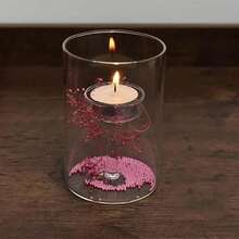 1入組圓柱形玻璃烛台，防風烛台，浪漫婚禮求婚晚宴裝飾，燭光晚餐禮品，創意家居裝飾