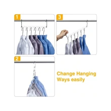 2/4入組衣物節省空間掛鉤，耐用掛鉤組織者 | 30磅負載量 |，金屬掛鉤，穩固的多功能掛鉤，衣櫃節省空間掛鉤，衣櫃組織和儲物 - 銀色 - 查看 3