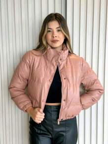 Women Down Coats - 乾枯玫瑰色 - 查看 3