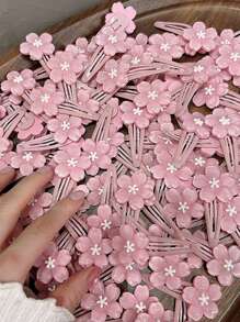 5个可爱粉色樱花发夹，女士可爱侧刘海夹，ins风刘海夹，BB夹（不含卡片），头部饰品，情人节饰品，女士发饰 - 粉色 - 查看 2