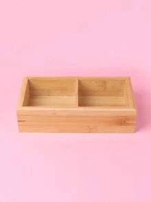 1pc Creative Bamboo Wood Nuts & Candy Storage Box With Compartments For Living Room Snacks, Nuts, Candies - Brown - View 4