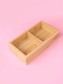 1pc Creative Bamboo Wood Nuts & Candy Storage Box With Compartments For Living Room Snacks, Nuts, Candies - Brown - View 6