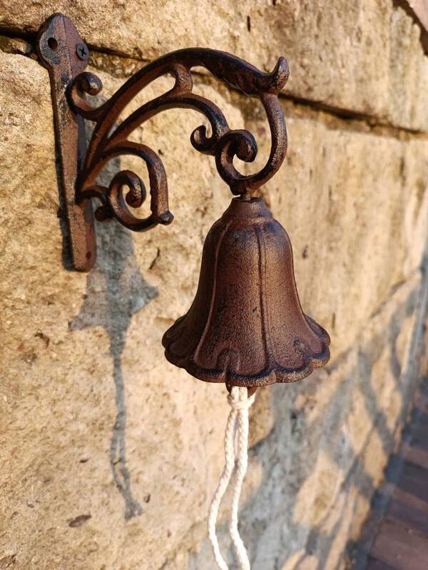 قطعة واحدة جرس باب من الحديد الزهر لزخرفة الحائط بالحديقة، ديكور المنزل، ديكور الغرفة، ديكور الحائط