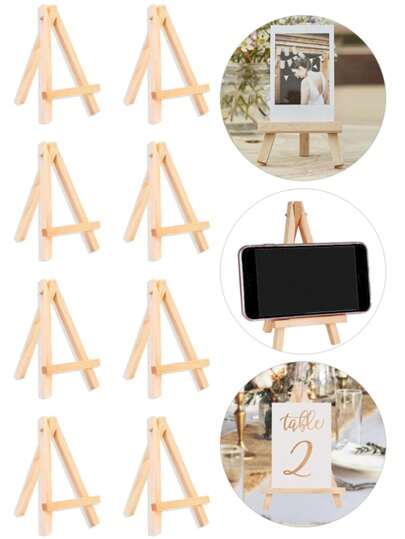 1/8 قطع 5" حامل إيزل عرض خشبي صغير، حامل ثلاثي القوائم من الخشب الطبيعي لعرض أرقام طاولات الزفاف والبطاقات والقماشات الصغيرة والصور واللوحات الفنية، ديكور العودة إلى المدرسة