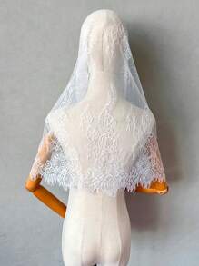 Bridal Lace White Shawl Head Veil For Muslin/ Wedding, Latin Black Head Veil Halloween Fall Clothes For Women