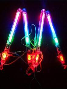 5pcs, LED Color-Changing Glow Stick Transparent Tape String Glow Flash Stick Glow Stick Colorful Water Wave Stick Concert Glow Stick - White - View 4