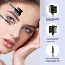 3-In-1 Eyebrow & Eyelash Groomer, Includes 3 Different Spiral Brush Heads For Separating Lashes, Removing Clumps, And Brow Grooming (1pc/2pcs/3pcs) - Black - View 2