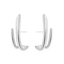 1 par de aretes metálicos geométricos de unicolor - Plateado - Ver 3