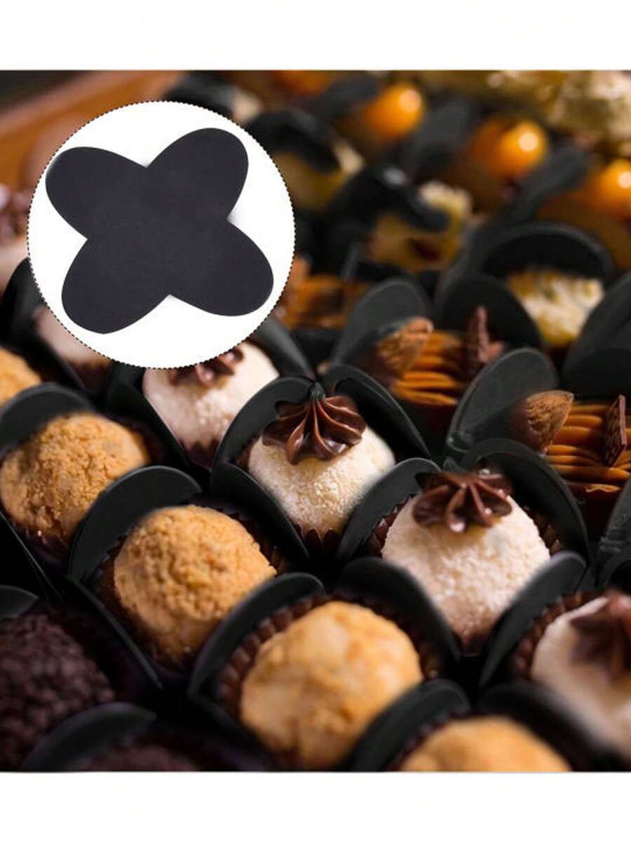 50pcs Chocolate Wrapping Paper Sheets, Candy Party Tray, Portable Kraft Paper Chocolate Base, For Bakery, Home Decor, Kitchenware, Wedding Gift - Black - View 1