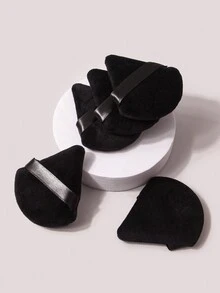 5入組黑色大三角形粉撲,適用於散粉、液體化妝品、柔軟絨毛粉撲、化妝品底霜粉撲、化妝工具 - 黑色 - 查看 6