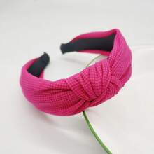 1pc Ladies" Solid Color Candy-Colored Waffle Fashionable Hairband With Knot Design, Simple Hair Accessory For Festivals And Daily Wear,Hairband,Hair Hoop Headbands