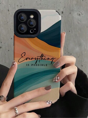 1 Pc Letter & Slogan Faux Leather Design Phone Case, Compatible With Apple And Waterproof Shockproof Anti-Fall Scratch Resistant